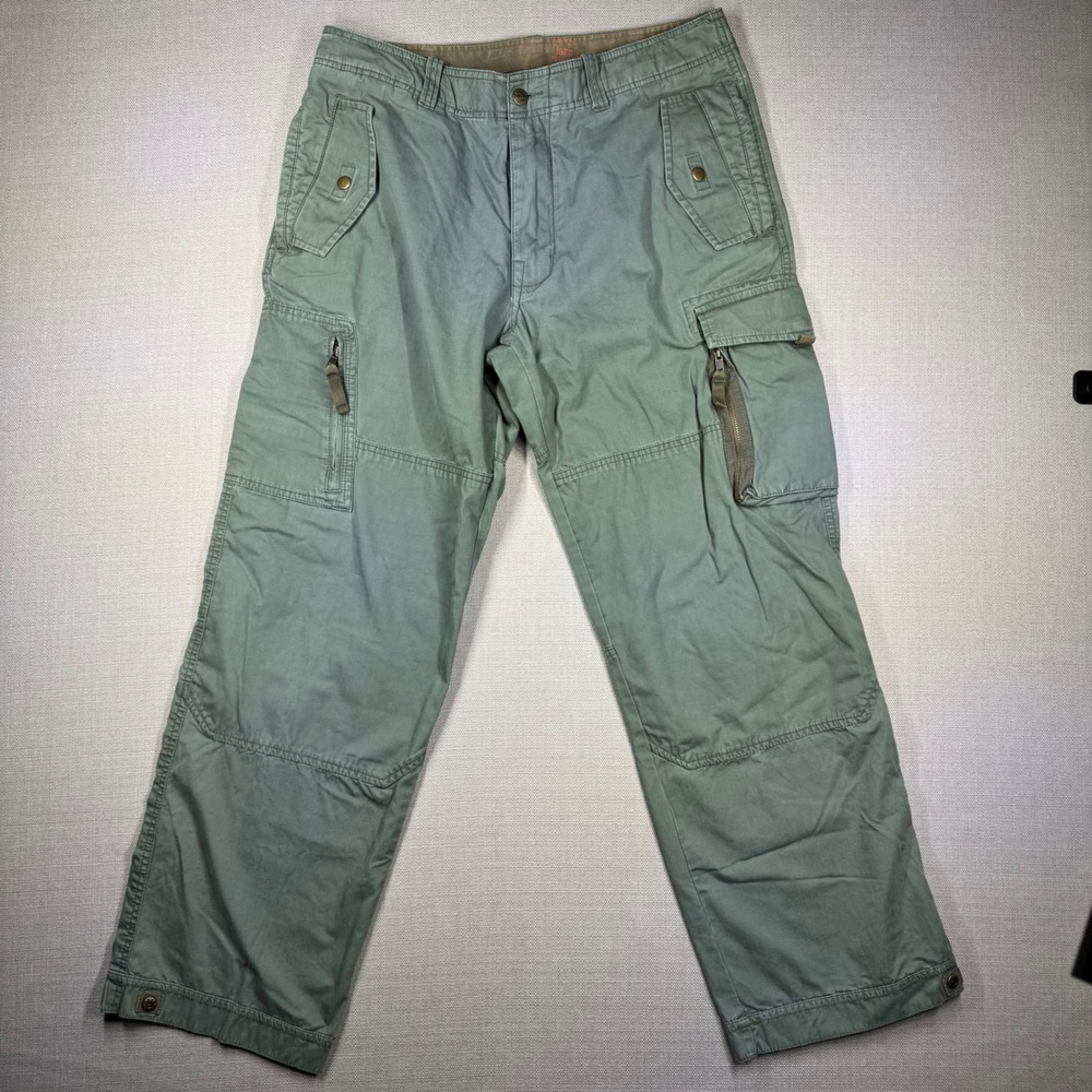 Eddie Bauer Heavy Cotton Outdoor Cargo Pants Mens 34x32 Sage Stone Green
